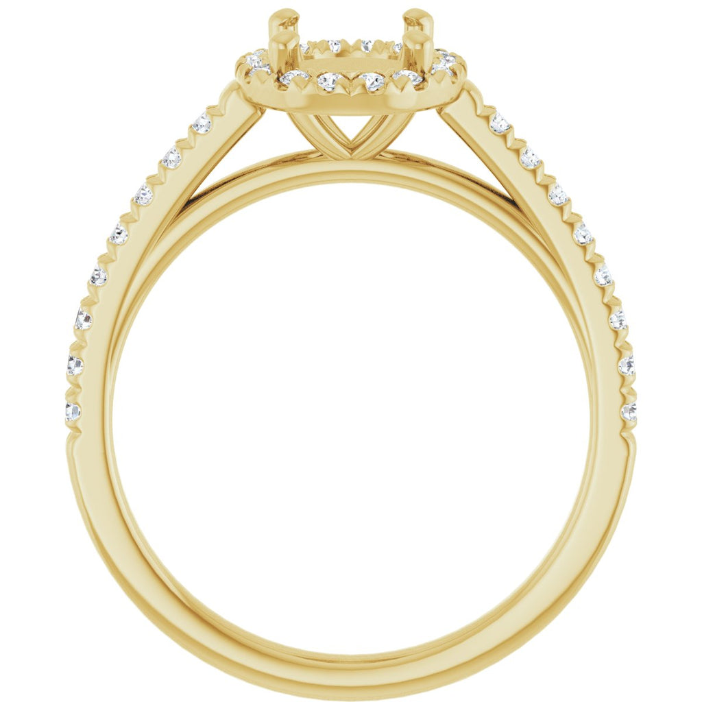 French-Set Halo-Style Engagement Ring