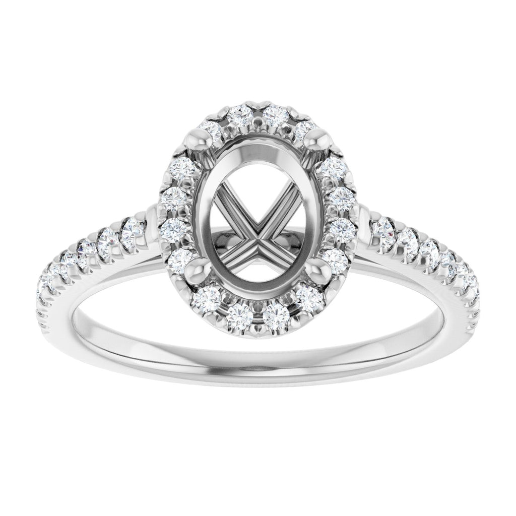 French-Set Halo-Style Engagement Ring