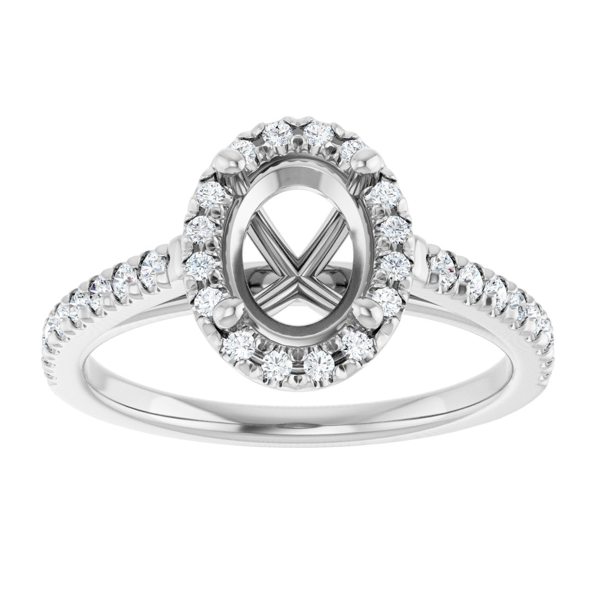 French-Set Halo-Style Engagement Ring