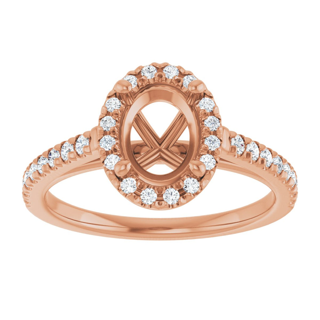 French-Set Halo-Style Engagement Ring