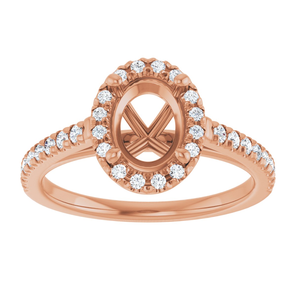 French-Set Halo-Style Engagement Ring