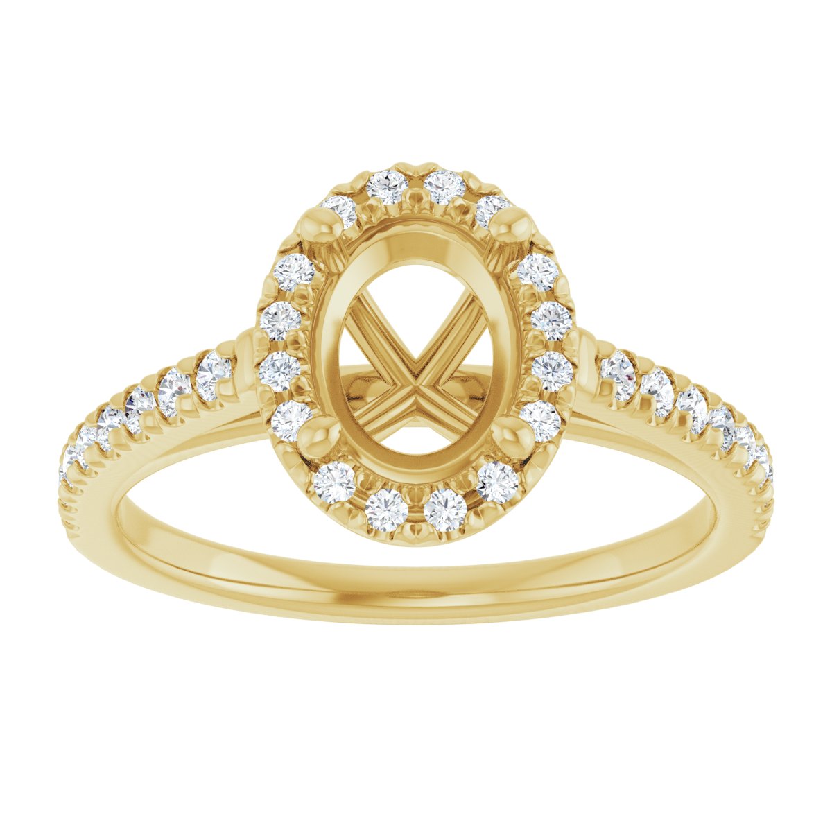French-Set Halo-Style Engagement Ring