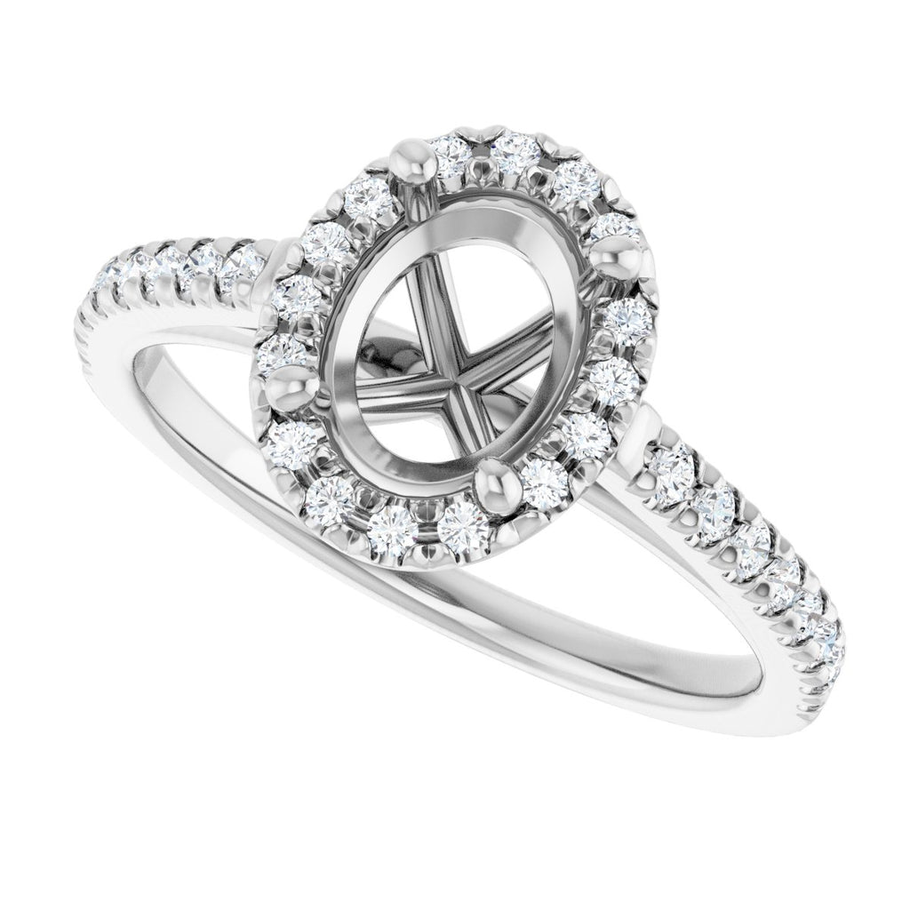 French-Set Halo-Style Engagement Ring
