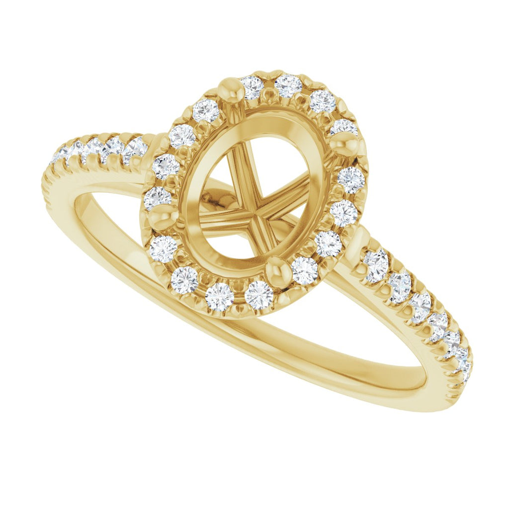 French-Set Halo-Style Engagement Ring