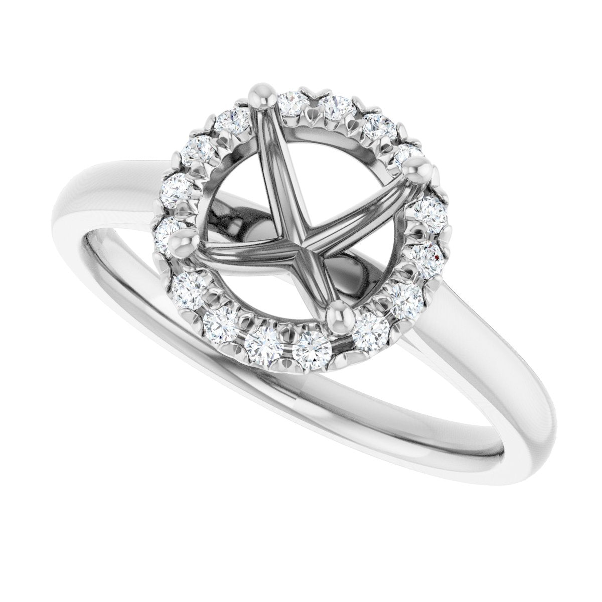French-Set Halo-Style Engagement Ring