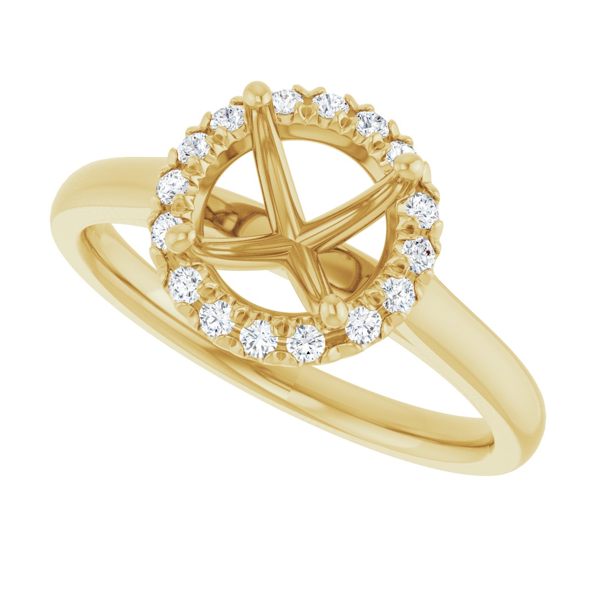 French-Set Halo-Style Engagement Ring