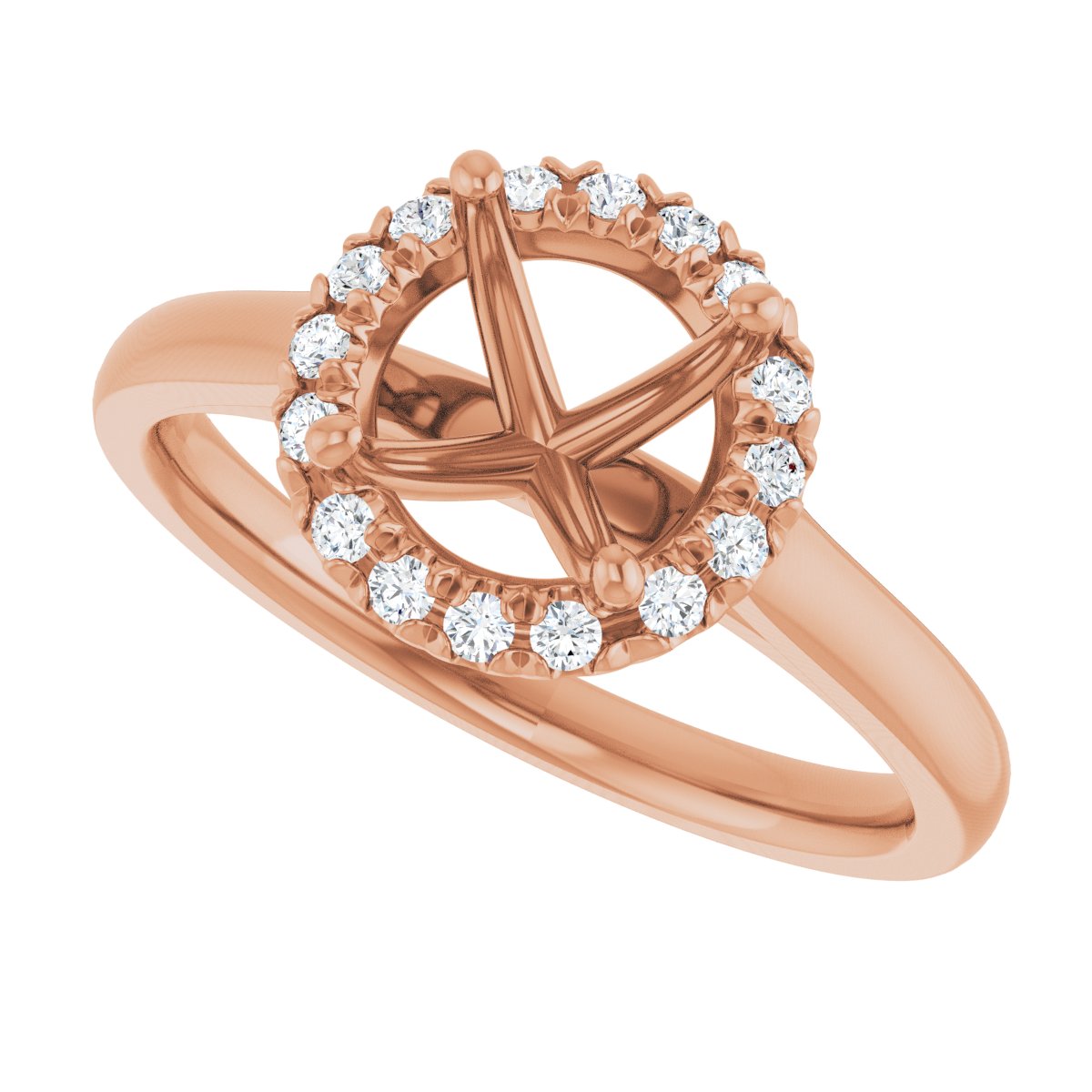 French-Set Halo-Style Engagement Ring