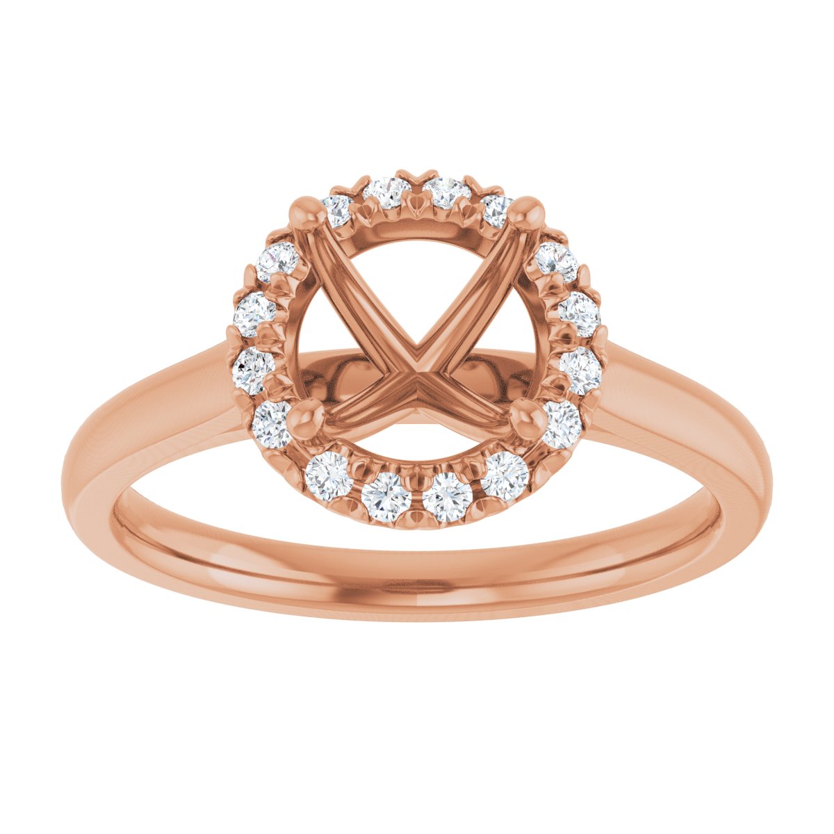 French-Set Halo-Style Engagement Ring