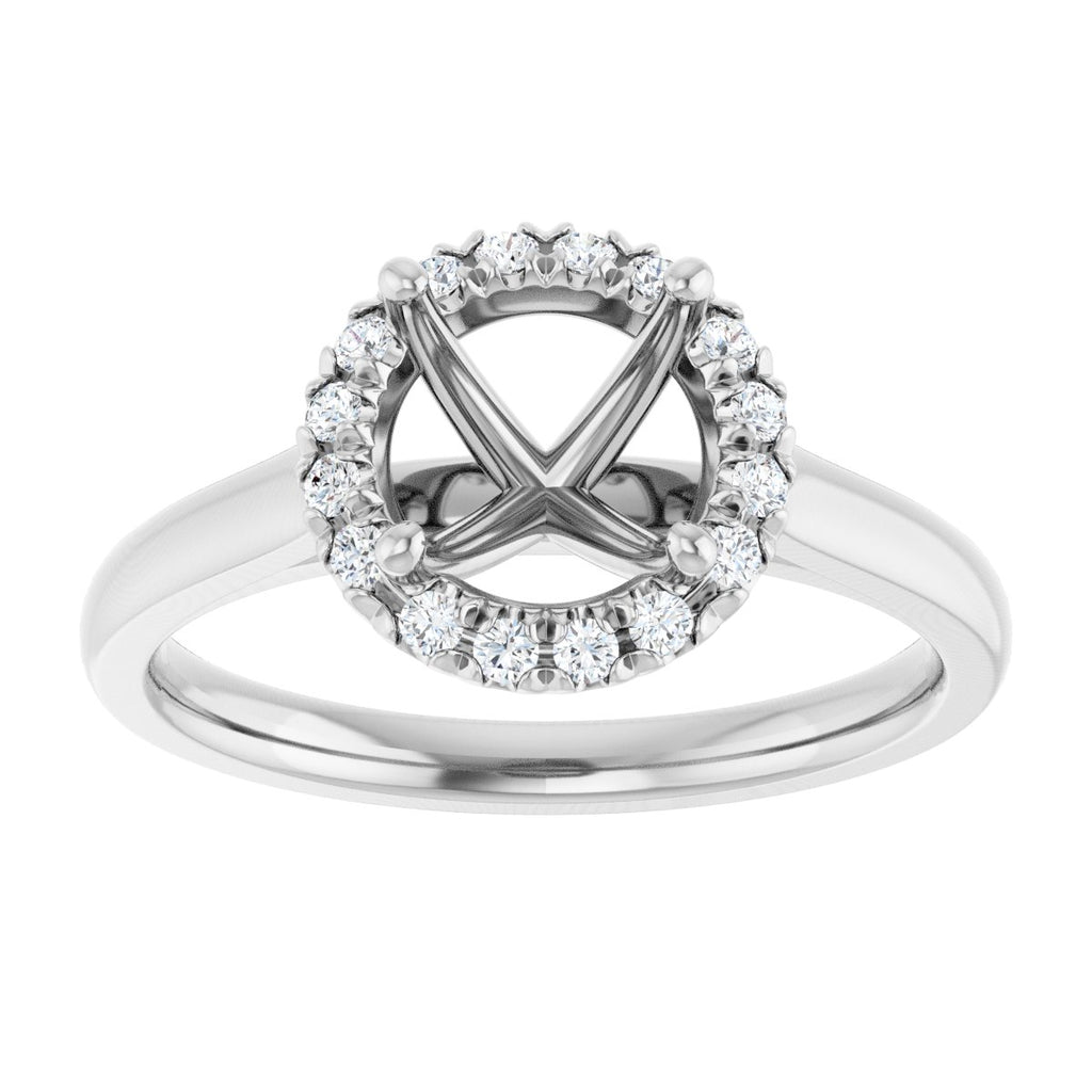 French-Set Halo-Style Engagement Ring