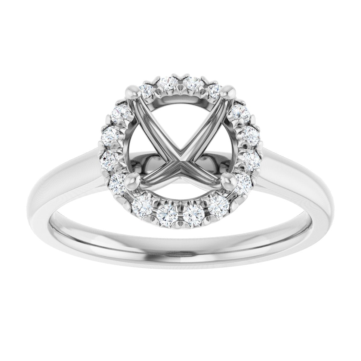 French-Set Halo-Style Engagement Ring