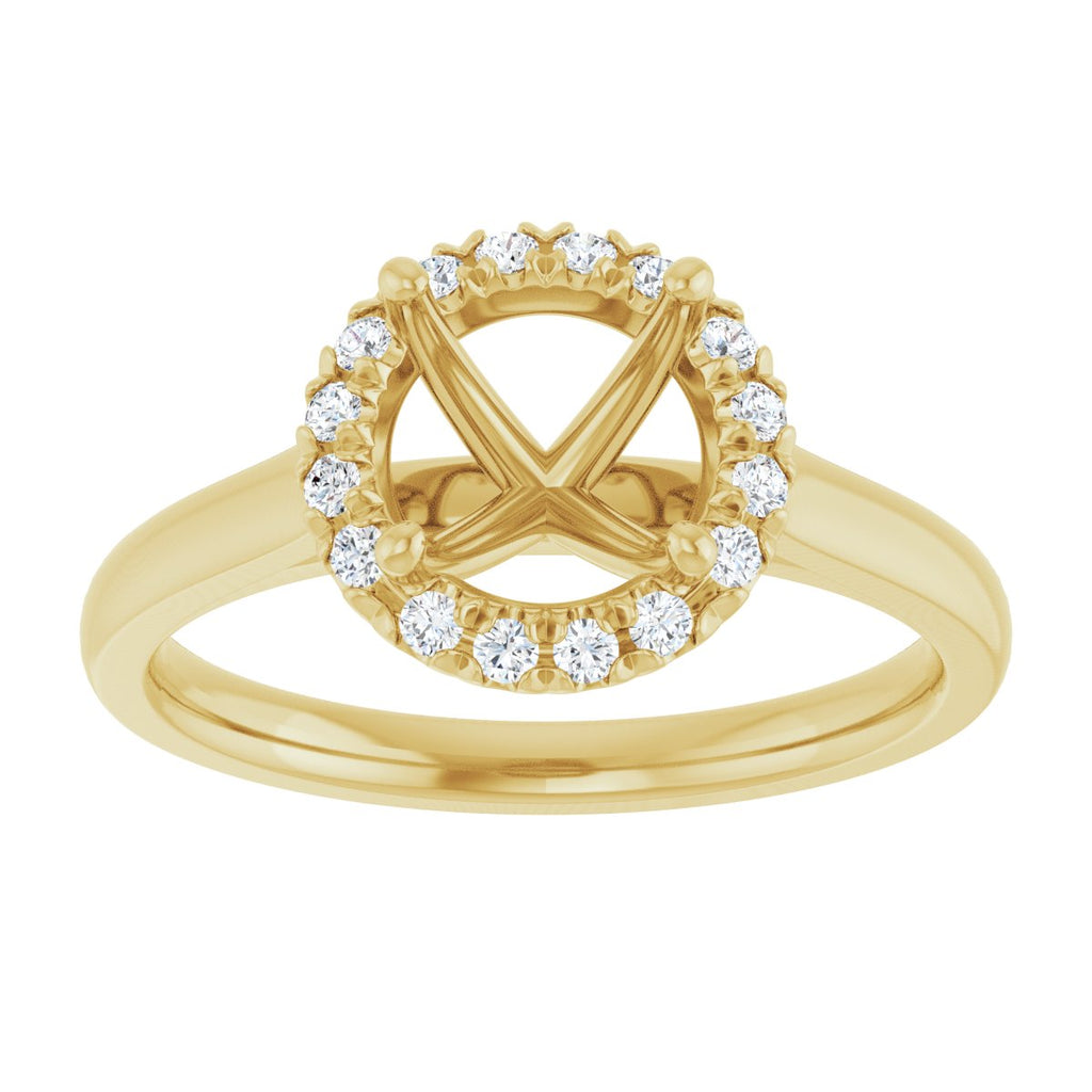 French-Set Halo-Style Engagement Ring