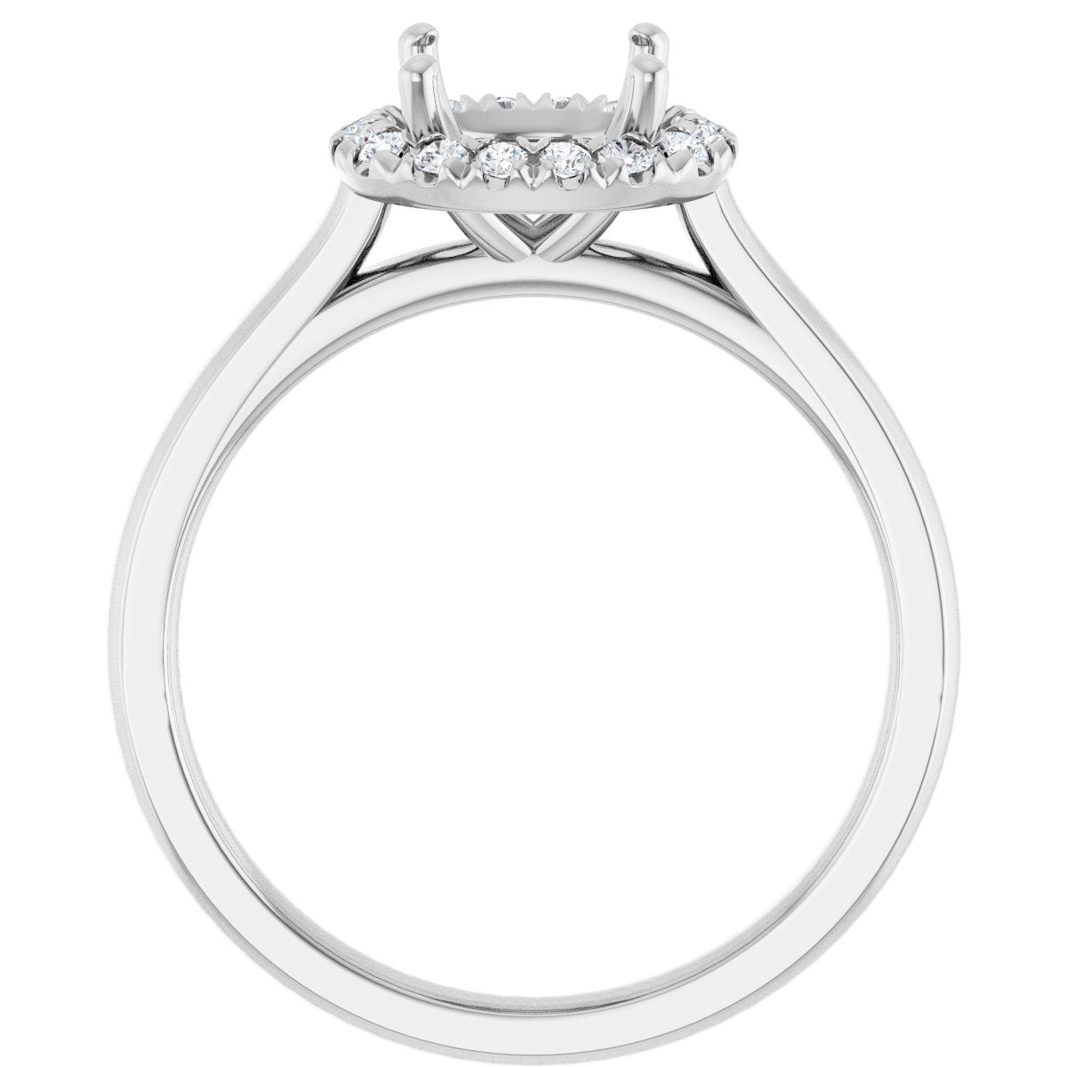 French-Set Halo-Style Engagement Ring