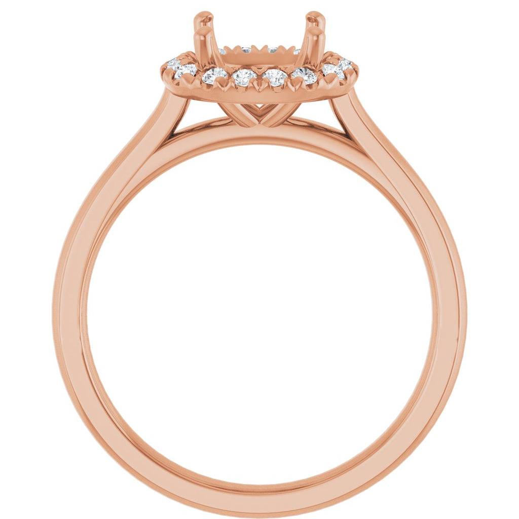 French-Set Halo-Style Engagement Ring