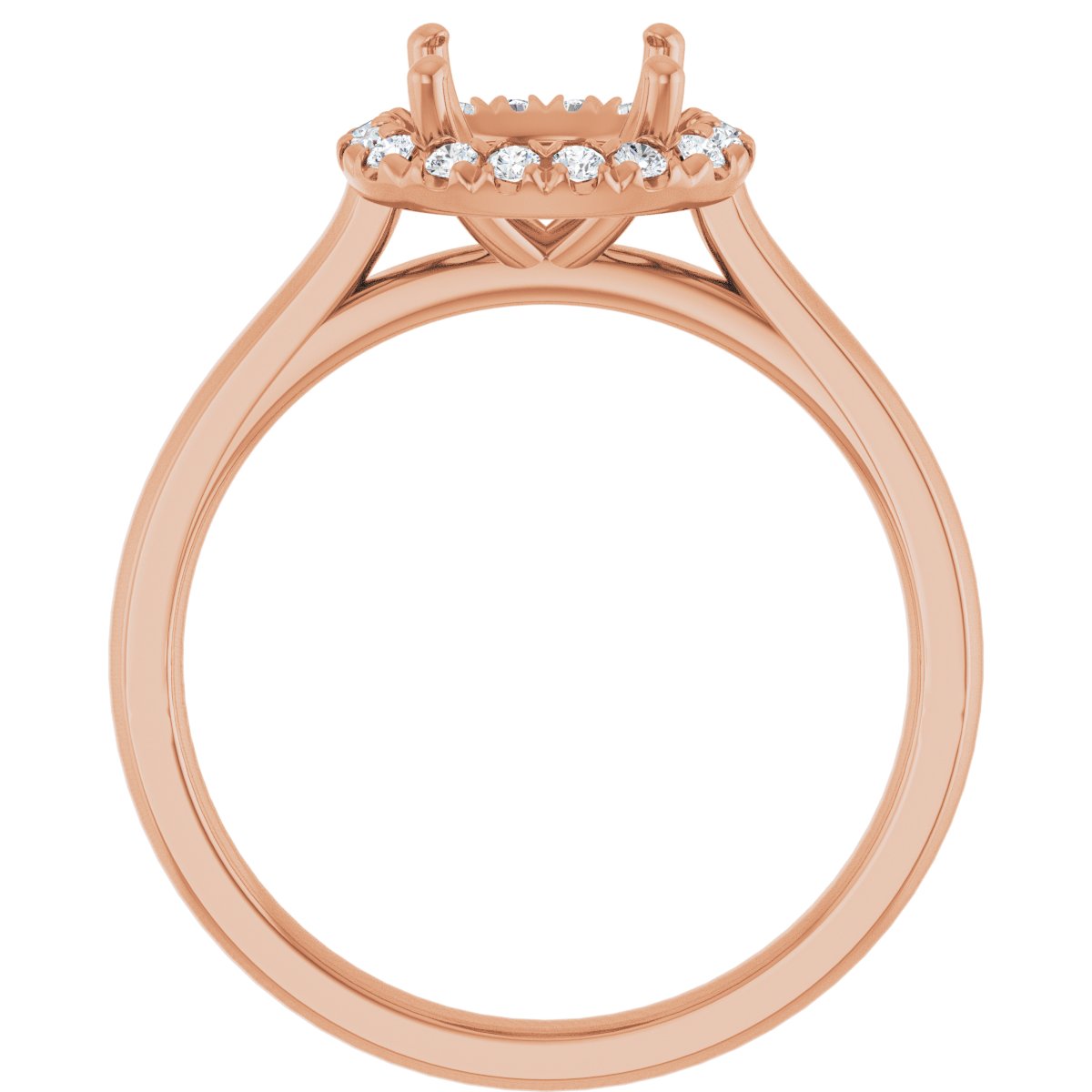 French-Set Halo-Style Engagement Ring