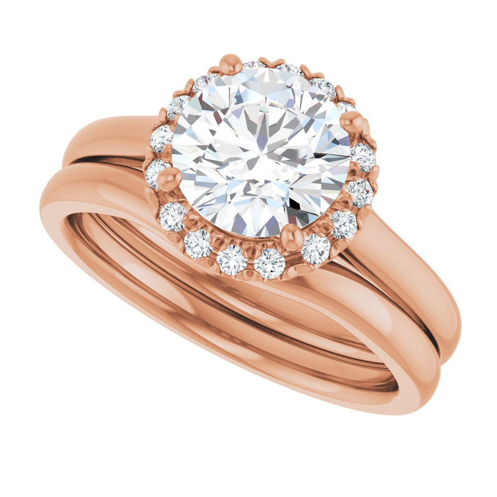 French-Set Halo-Style Engagement Ring