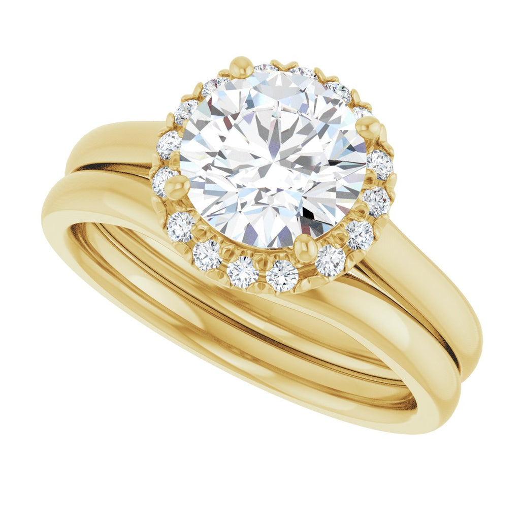 French-Set Halo-Style Engagement Ring