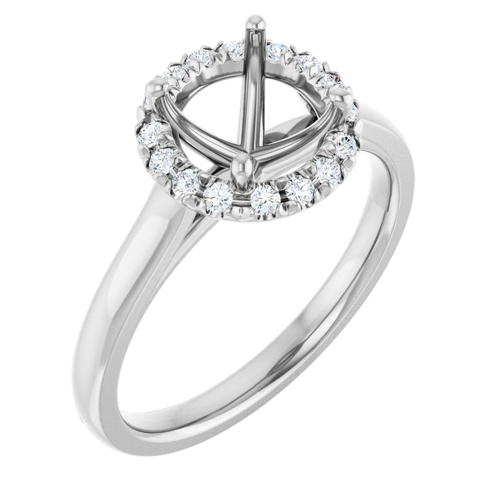 French-Set Halo-Style Engagement Ring
