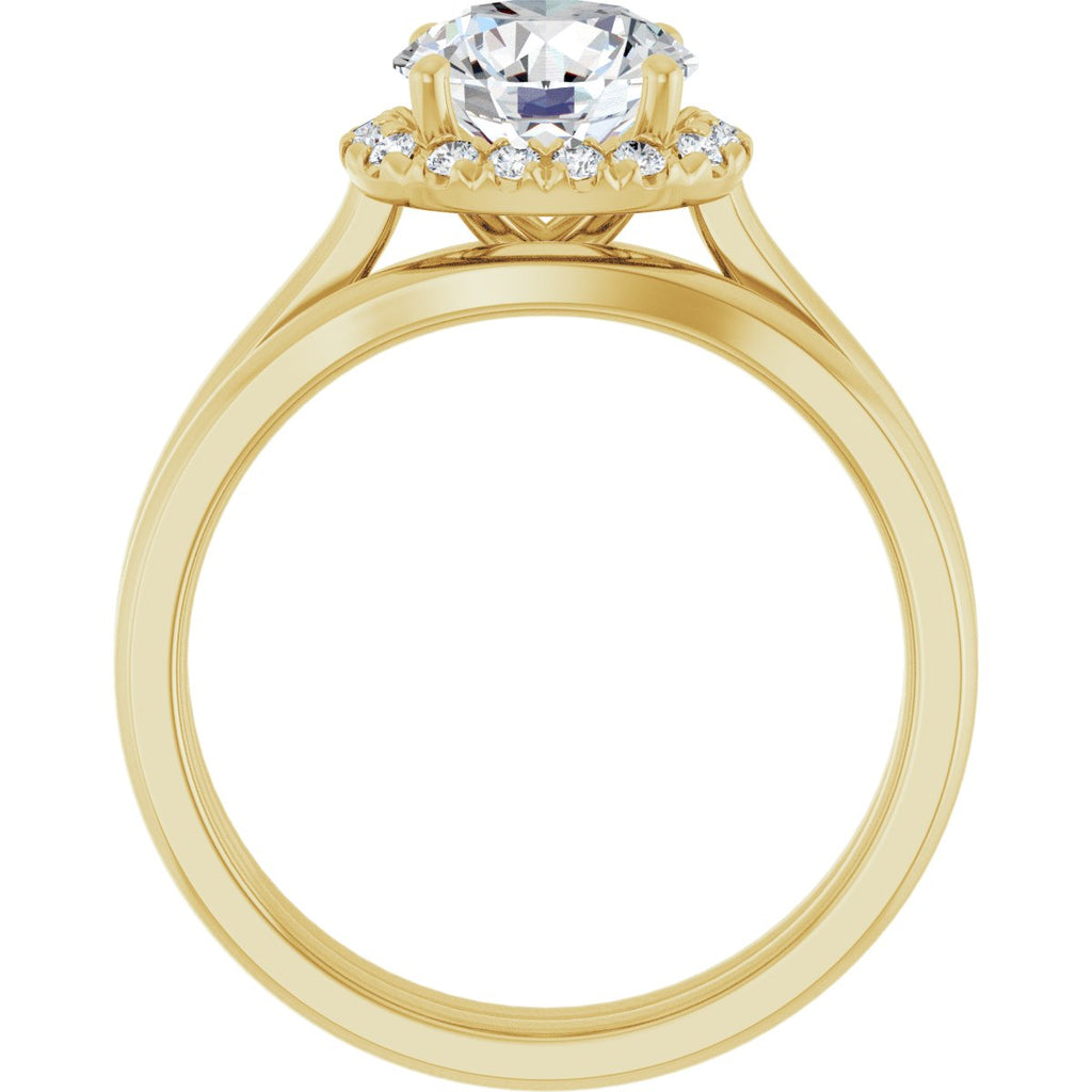 French-Set Halo-Style Engagement Ring