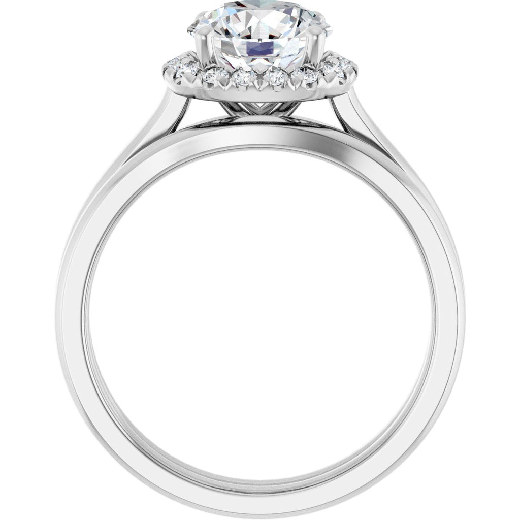 French-Set Halo-Style Engagement Ring