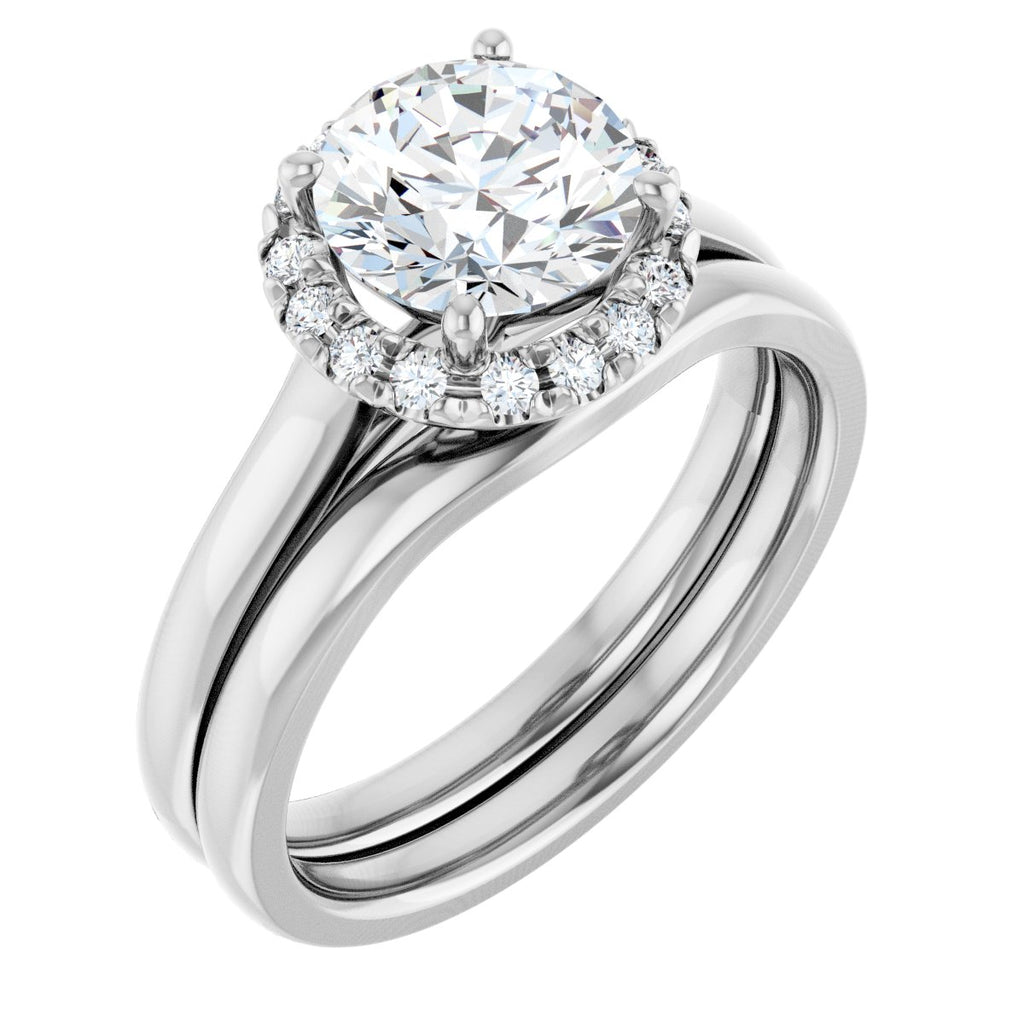 French-Set Halo-Style Engagement Ring