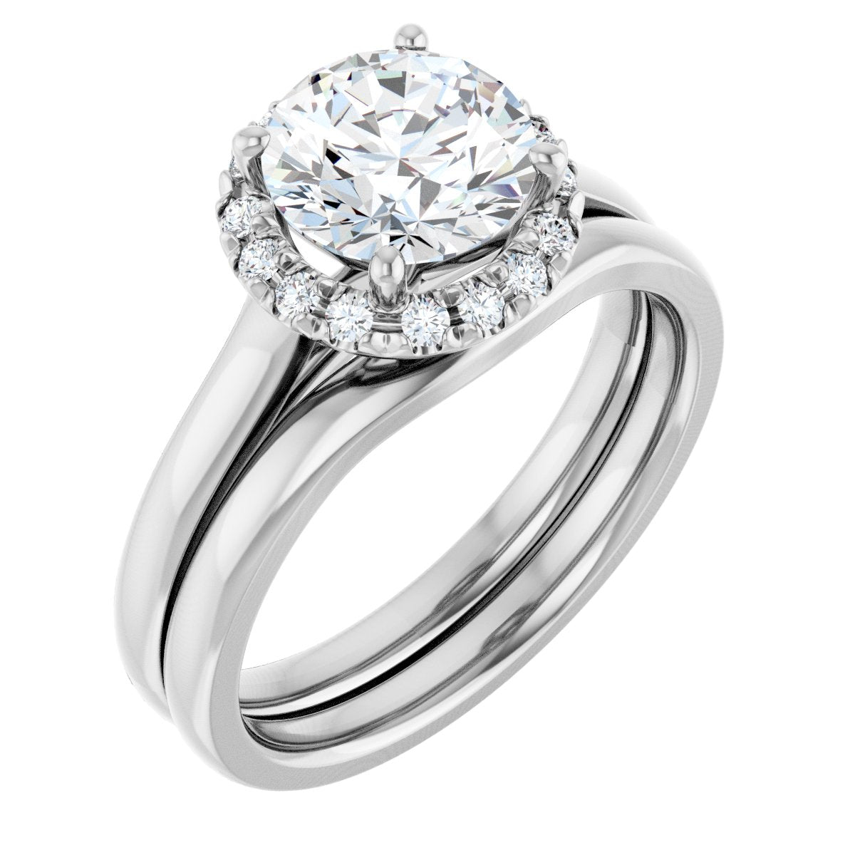 French-Set Halo-Style Engagement Ring