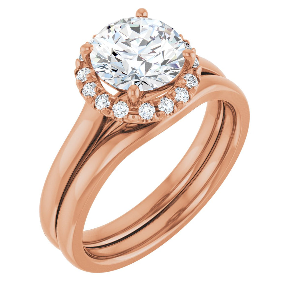 French-Set Halo-Style Engagement Ring