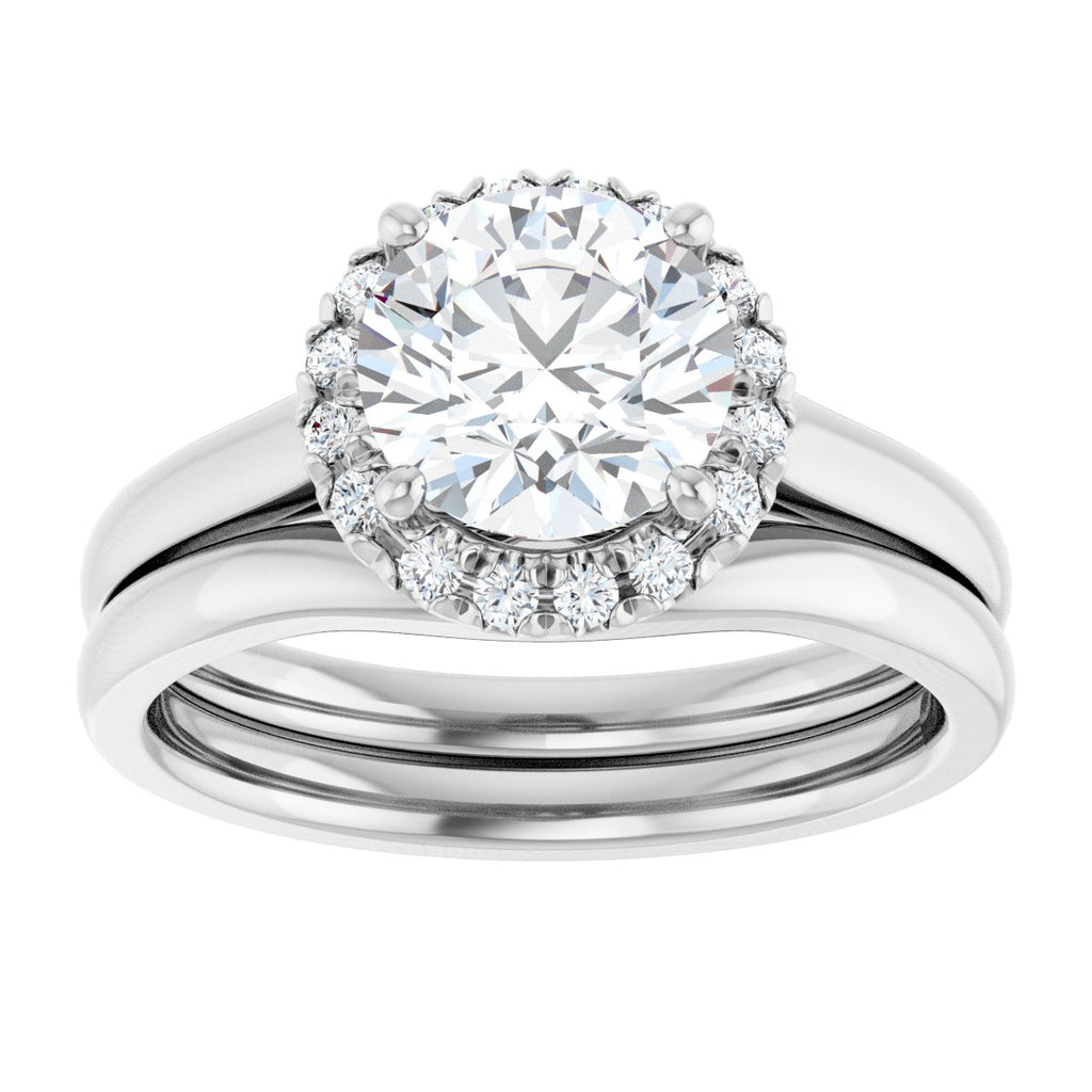 French-Set Halo-Style Engagement Ring