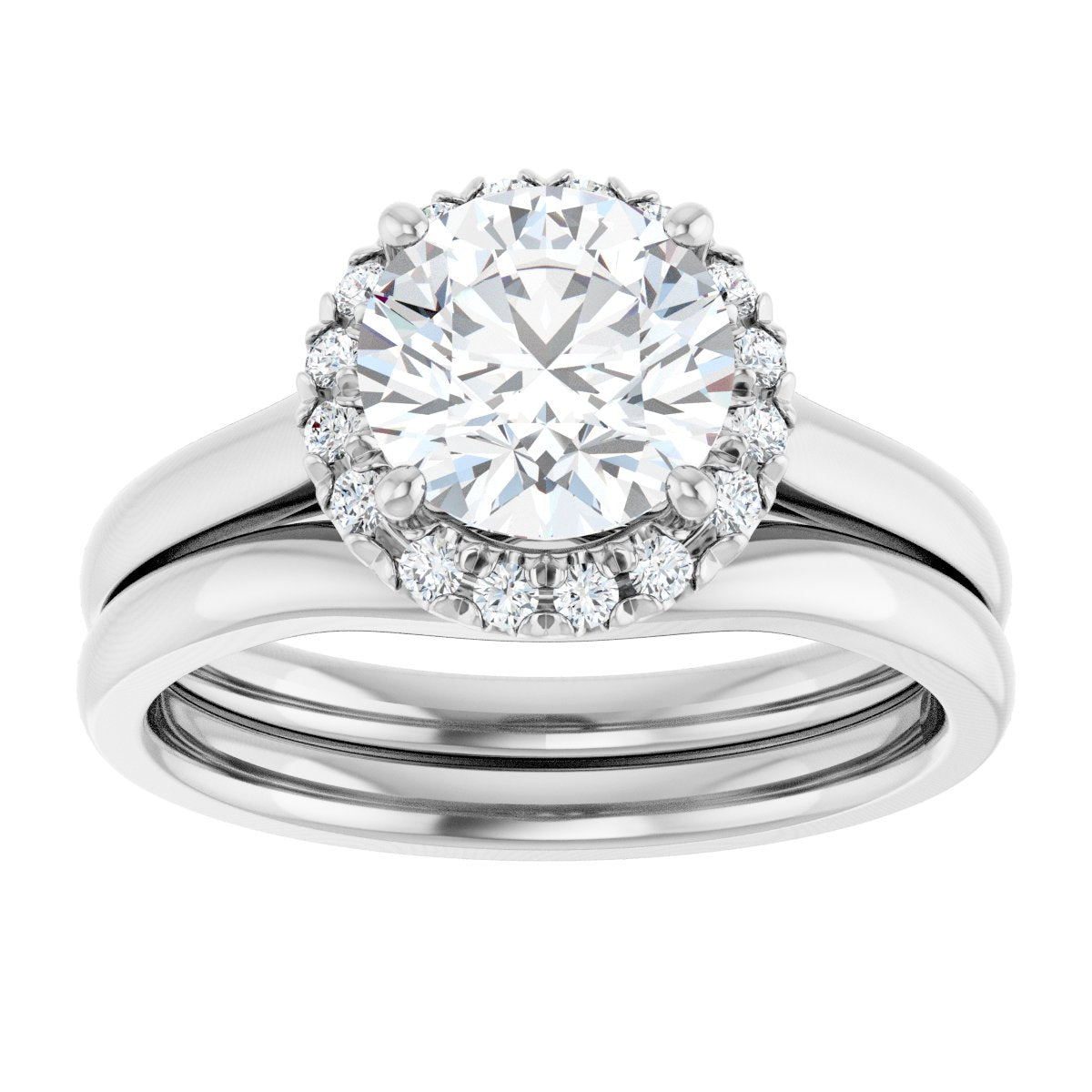 French-Set Halo-Style Engagement Ring