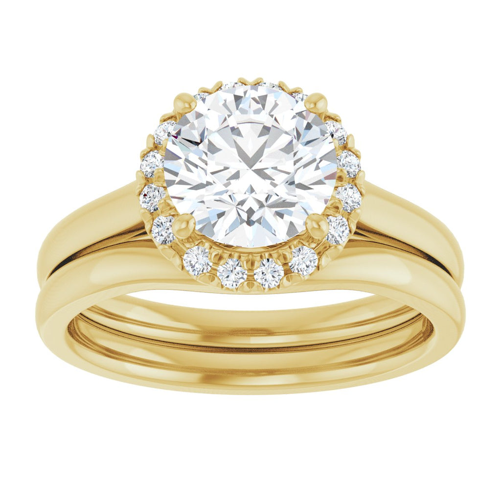 French-Set Halo-Style Engagement Ring