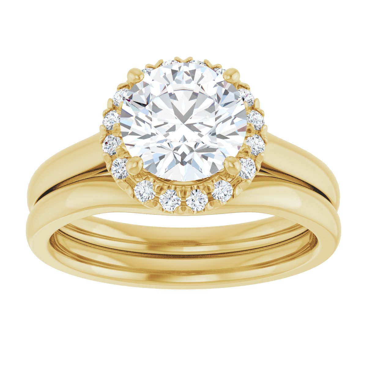 French-Set Halo-Style Engagement Ring
