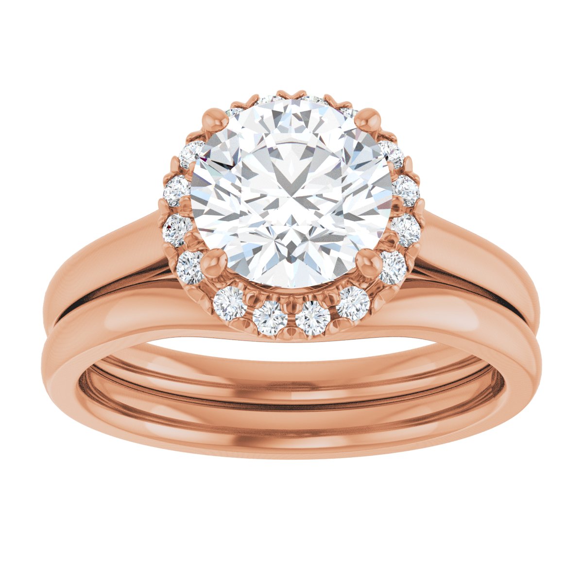 French-Set Halo-Style Engagement Ring
