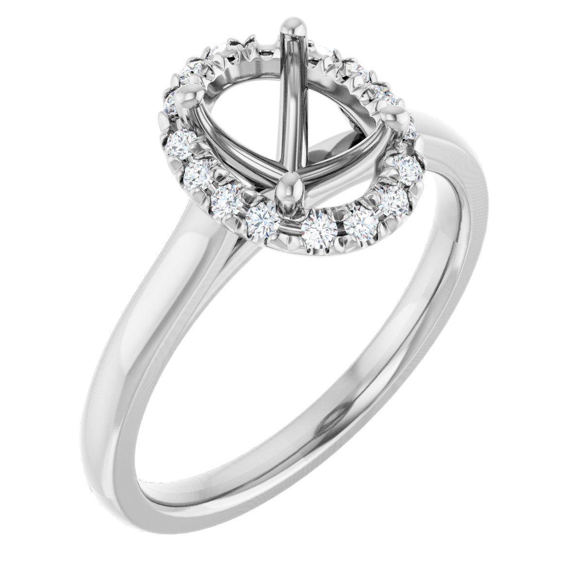 French-Set Halo-Style Engagement Ring
