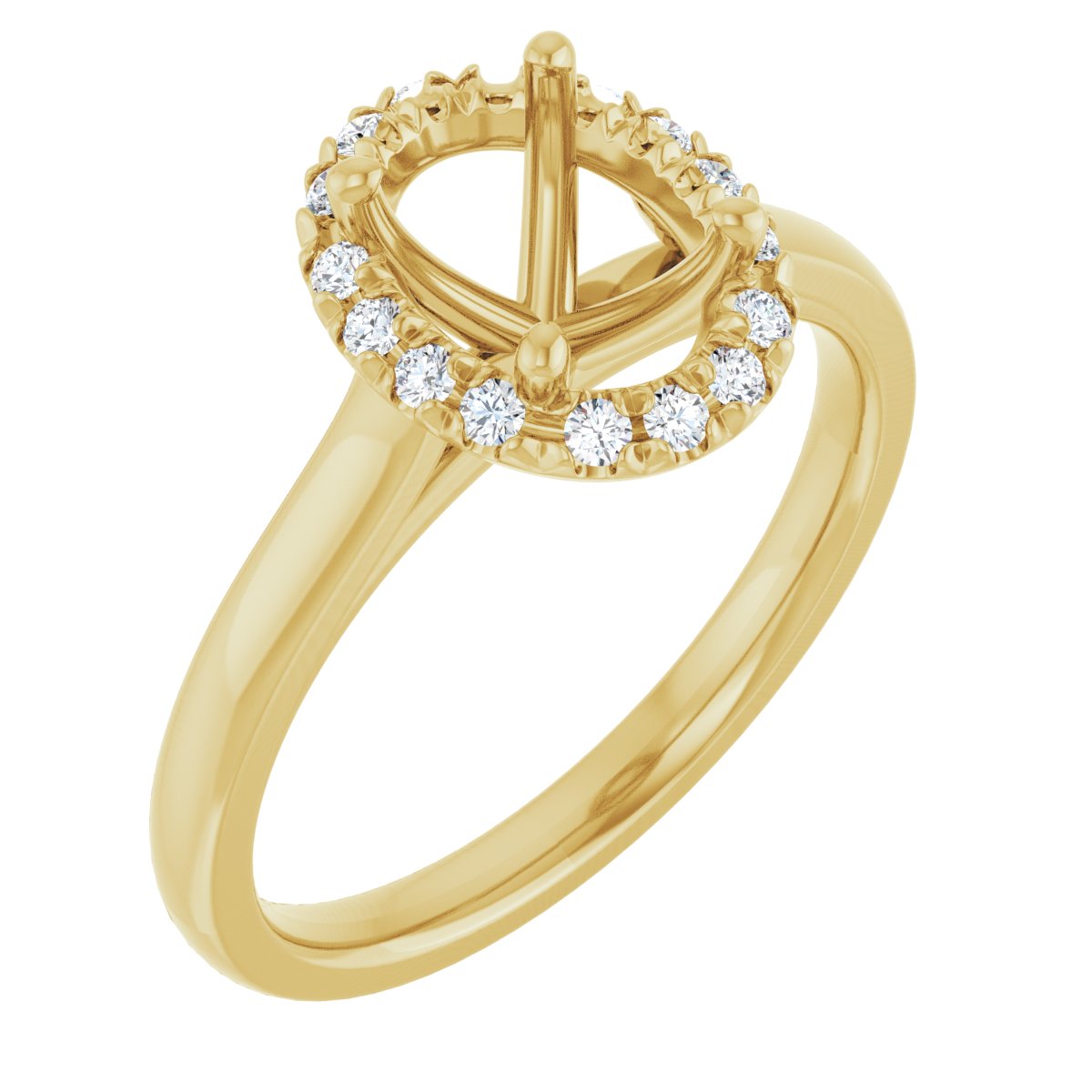 French-Set Halo-Style Engagement Ring