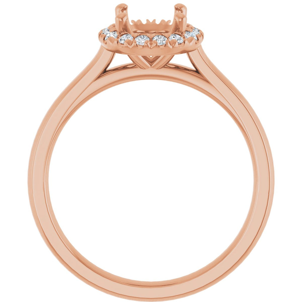 French-Set Halo-Style Engagement Ring