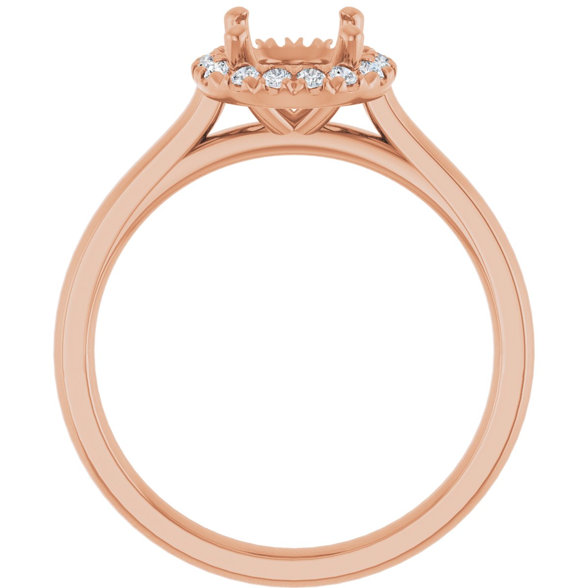 French-Set Halo-Style Engagement Ring