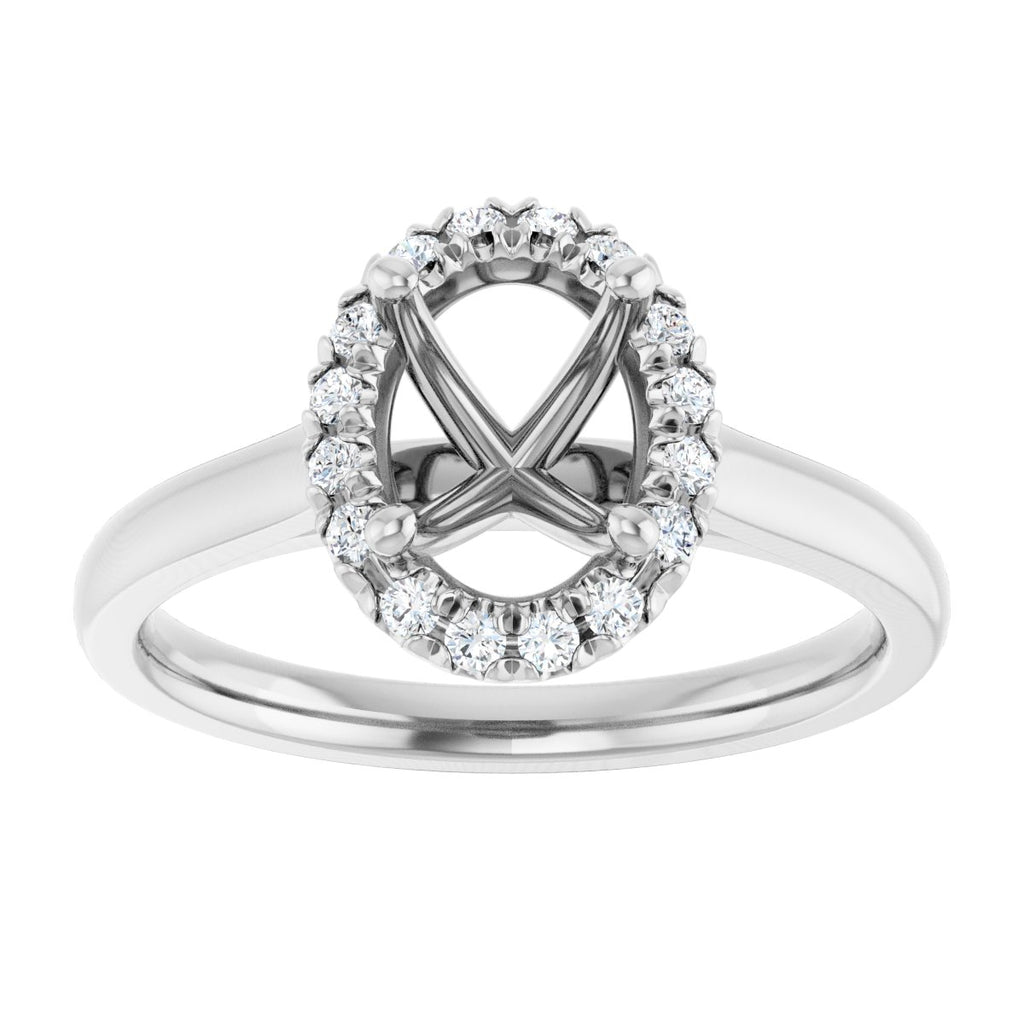 French-Set Halo-Style Engagement Ring