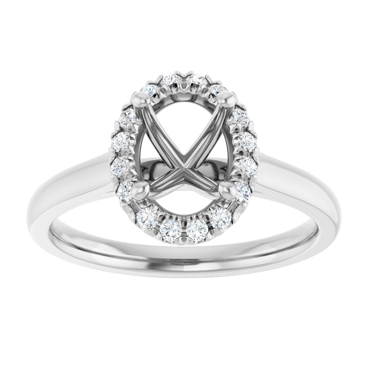 French-Set Halo-Style Engagement Ring