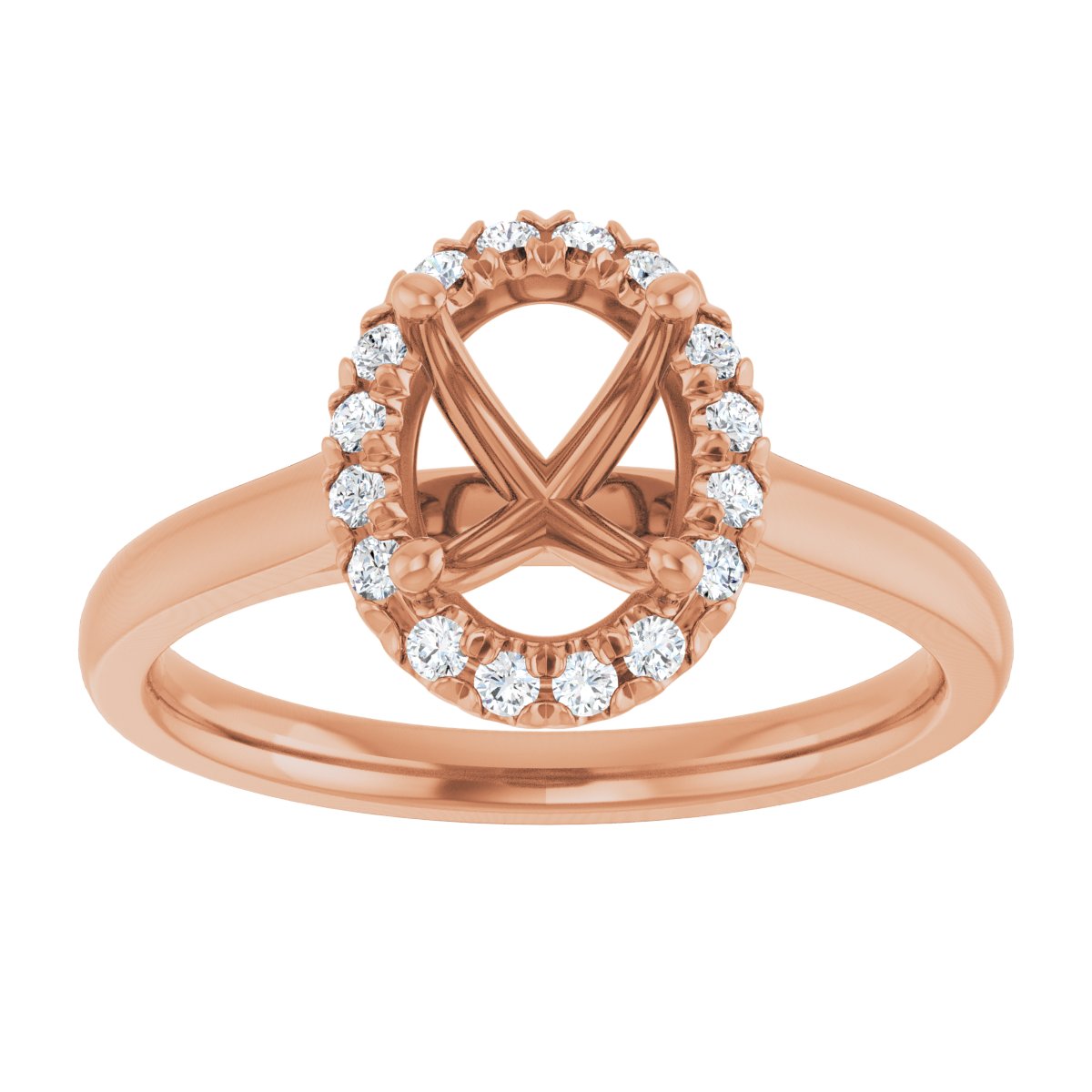 French-Set Halo-Style Engagement Ring