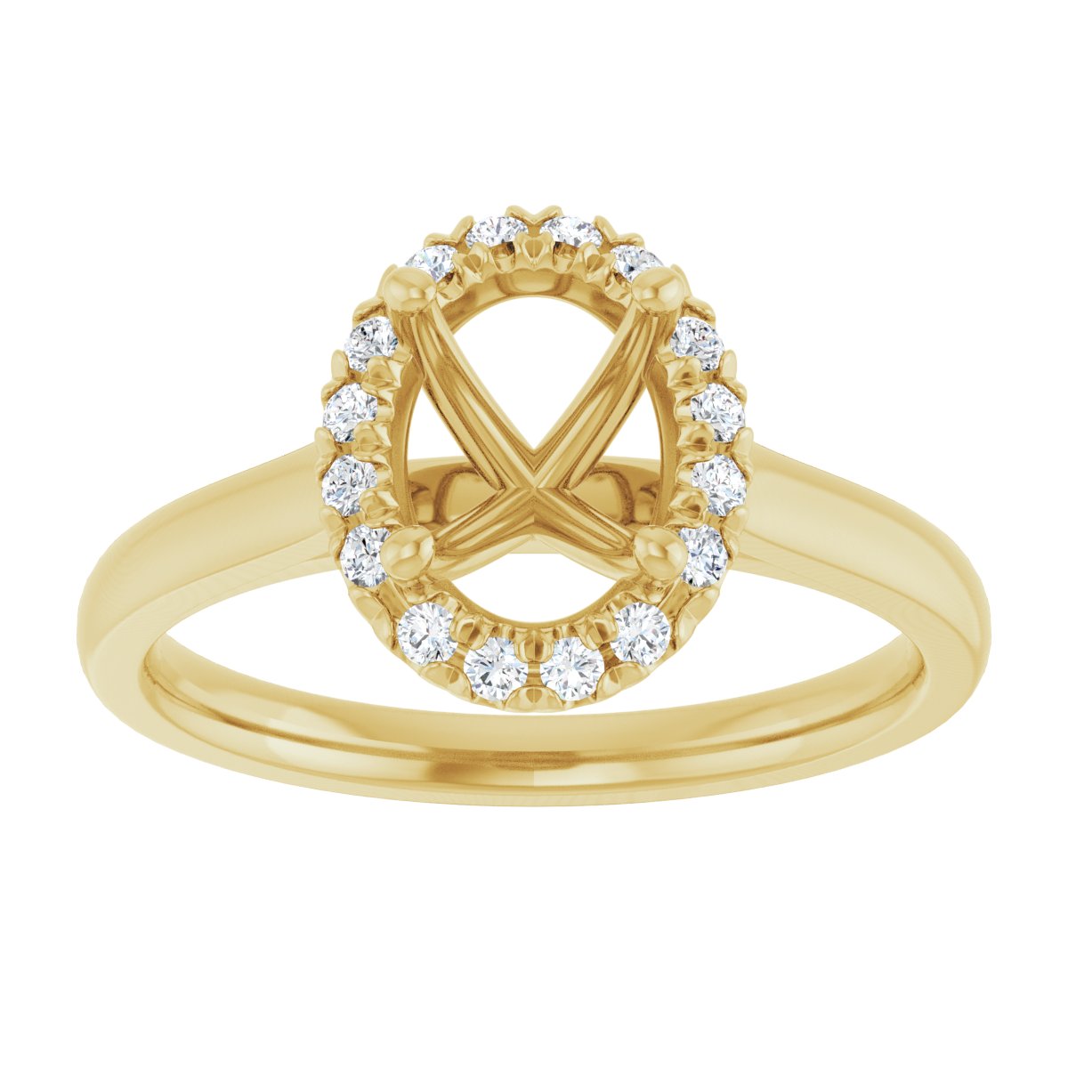 French-Set Halo-Style Engagement Ring
