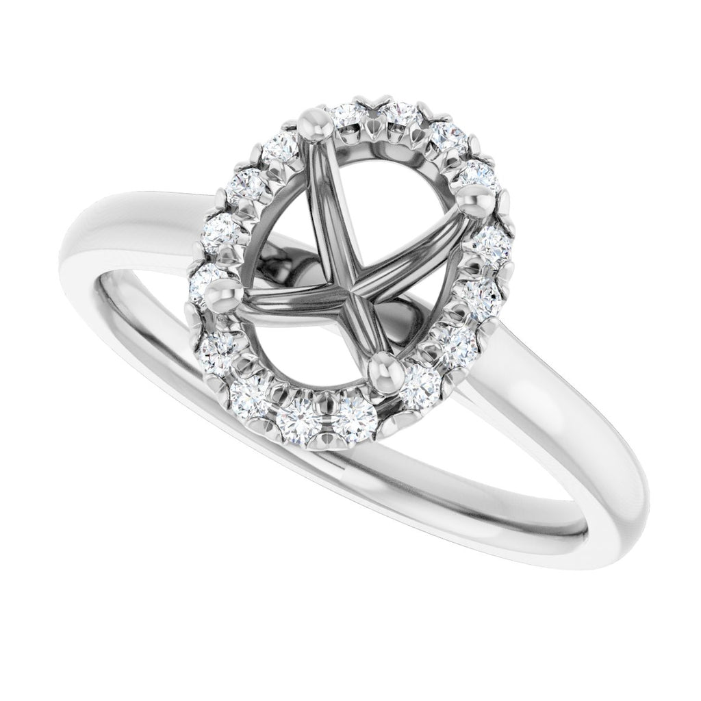 French-Set Halo-Style Engagement Ring
