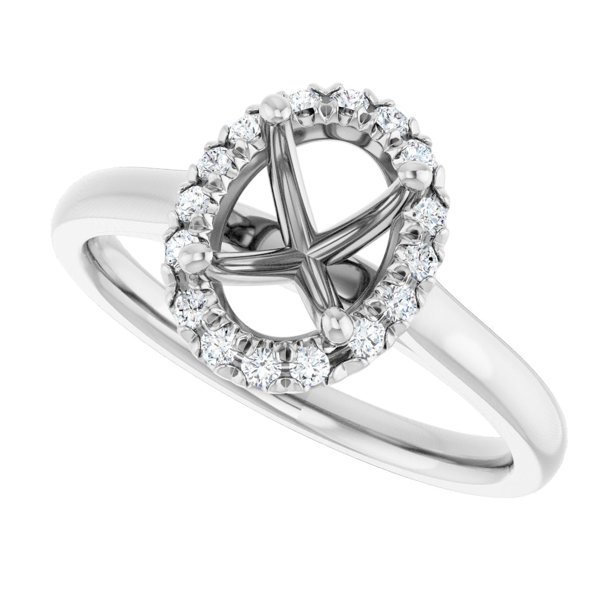 French-Set Halo-Style Engagement Ring