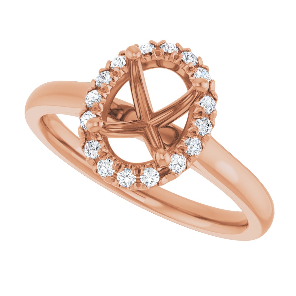 French-Set Halo-Style Engagement Ring