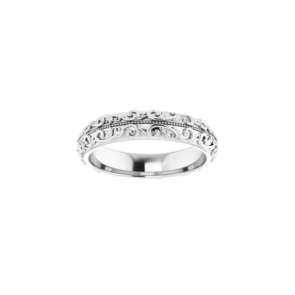 Milgrain Sculptural Half Round Band