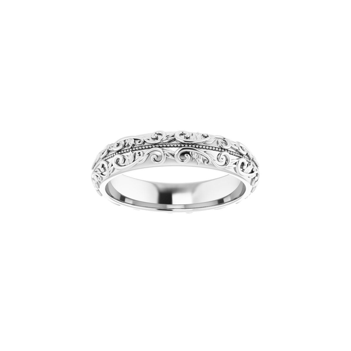 Milgrain Sculptural Half Round Band