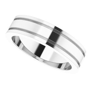 Milgrain Grooved Comfort-Fit Flat Band