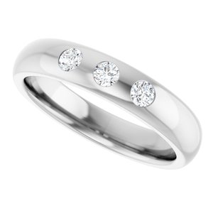 Three-Stone Comfort-Fit Half Round Band