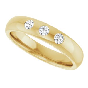 Three-Stone Comfort-Fit Half Round Band