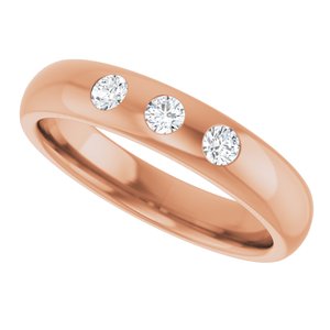 Three-Stone Comfort-Fit Half Round Band