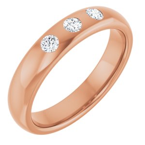 Three-Stone Comfort-Fit Half Round Band