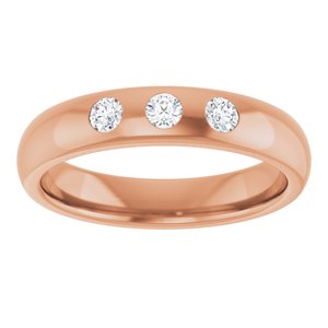 Three-Stone Comfort-Fit Half Round Band